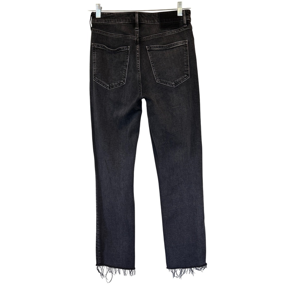 Gap Vintage Slim Sky High Jeans Womens 28 6R Washed Black Raw Hem Stretch Denim - Picture 2 of 11